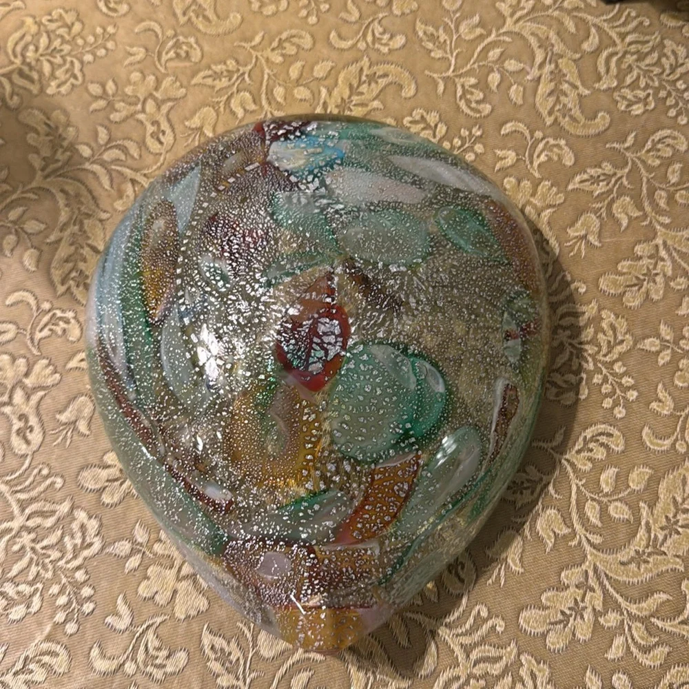 Murano Art Glass Heart Bowl – Multicolor Millefiori Bullicante Design